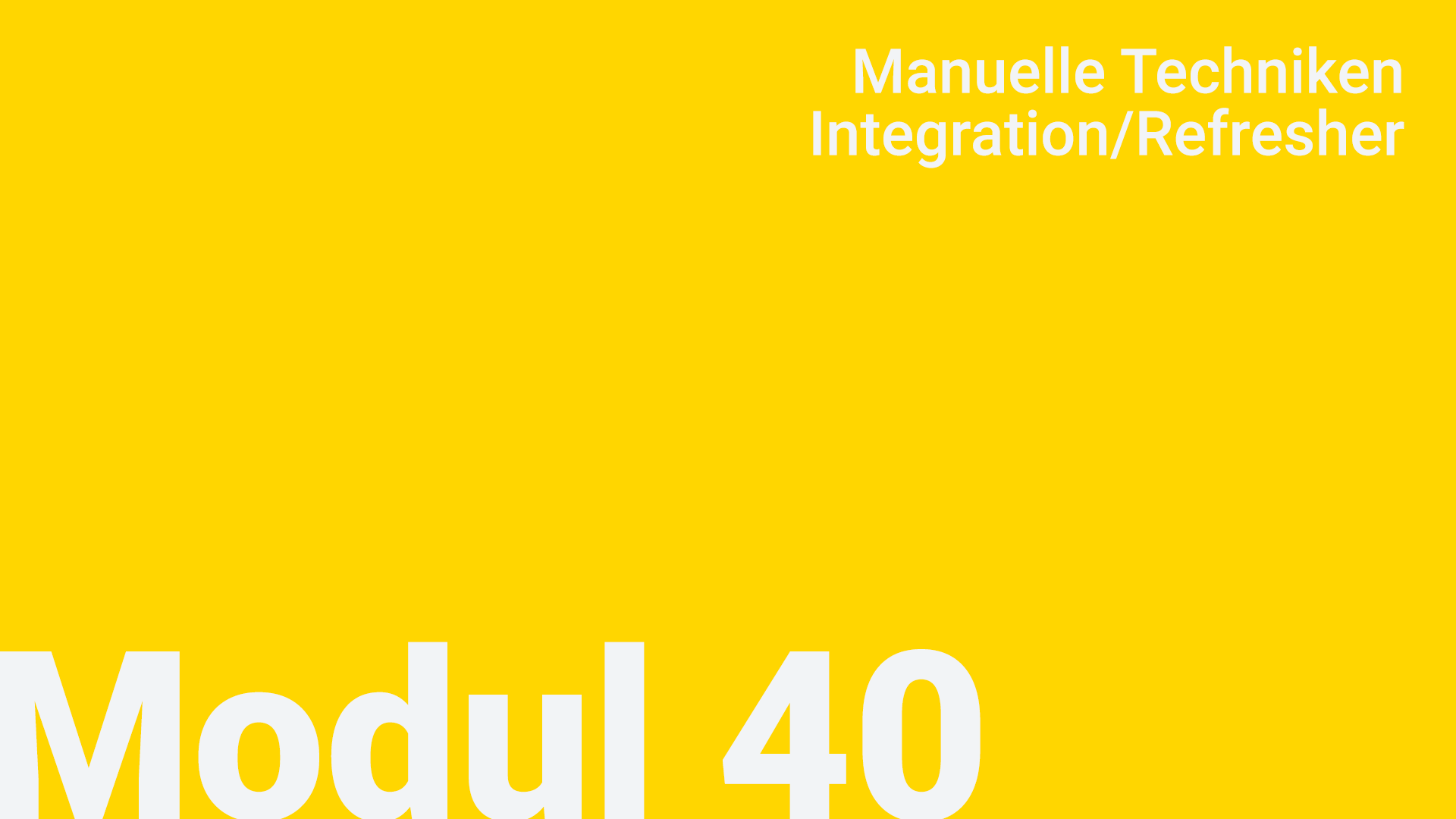 Modul 40 - Manuelle Techniken Integration/Refresher
